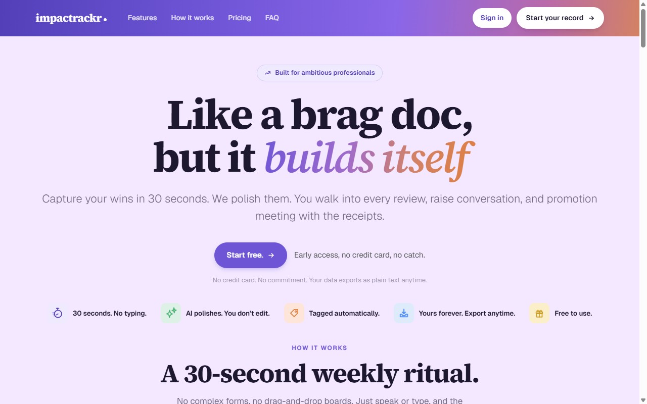 impactrackr, Like a brag doc that builds itself